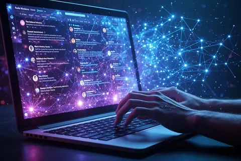 A computer screen displaying fake social media posts, illustrating the research on AI-generated disinformation.