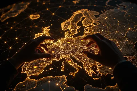 A digital illustration of the Kolibri AI model, showcasing its multilingual capabilities and ethical design.