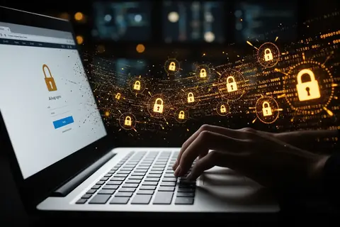 A person using a laptop with an AI agent interface open, illustrating the challenge of AI agents accessing websites.