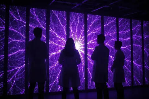 A group of researchers discussing AI safety, illustrating the concerns raised by the fired OpenAI safety researchers.
