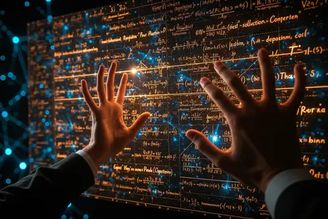 A complex mathematical equation on a blackboard, illustrating OpenAI's breakthroughs in mathematics.