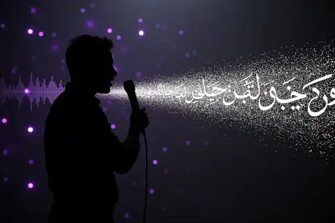 A microphone with sound waves, representing Falcon ASR's speech recognition capabilities.