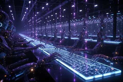A network of AI agents working continuously, illustrating Third Moment Research's achievement.
