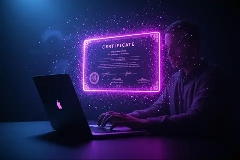 A digital illustration of a quantum-safe TLS certificate, highlighting Cloudflare's initiative.