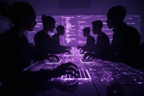 A computer screen displaying lines of code, illustrating SWECraft's simulation of AI agents collaborating in software worlds.