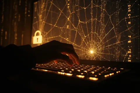 A digital illustration of a locked internet gateway, symbolizing OpenAI's decision to train models without live internet access.